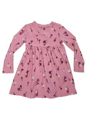 Tea Collection Wrap Neck Pink Girls Dress Chiquita Flora Inca Size 5 Years